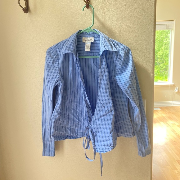 Collared Striped Wrap Top - Picture 6 of 7